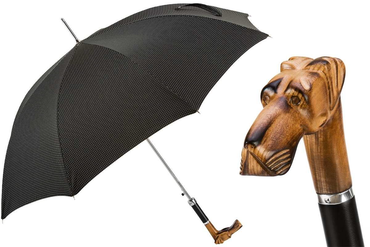 Hand Carved Great Dane Umbrella with Wooden Handle – Handmade in Italy