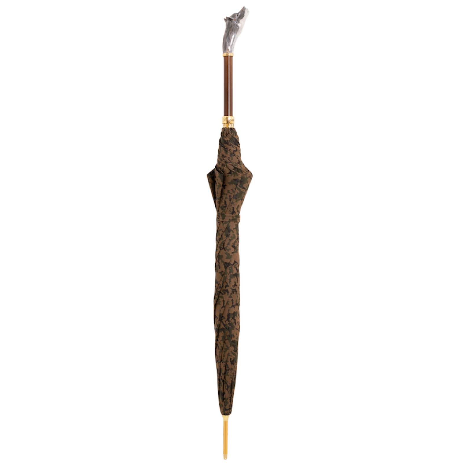 Luxury Wolf Umbrella with Brass Handle – Handmade Italian Design