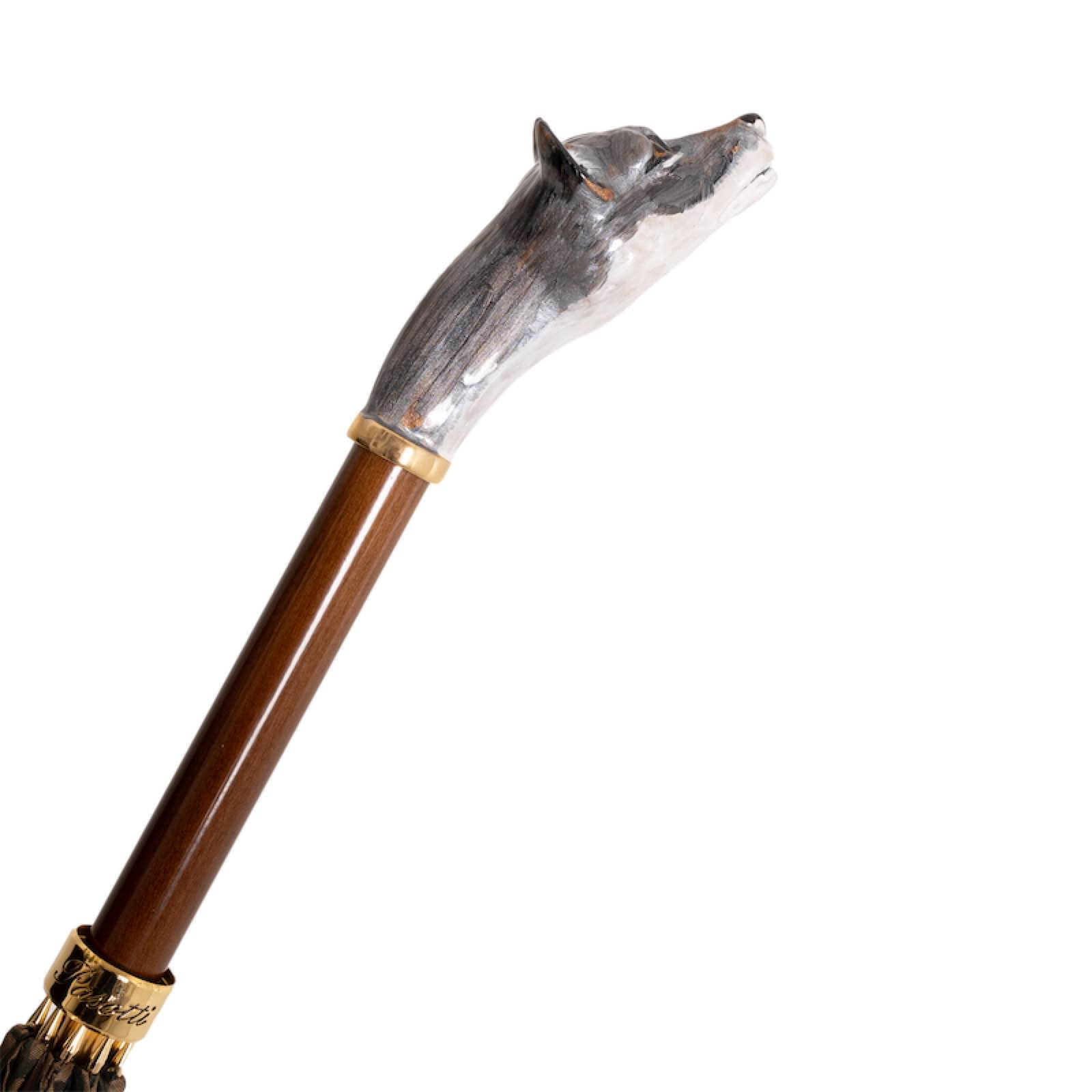 Luxury Wolf Umbrella with Brass Handle – Handmade Italian Design