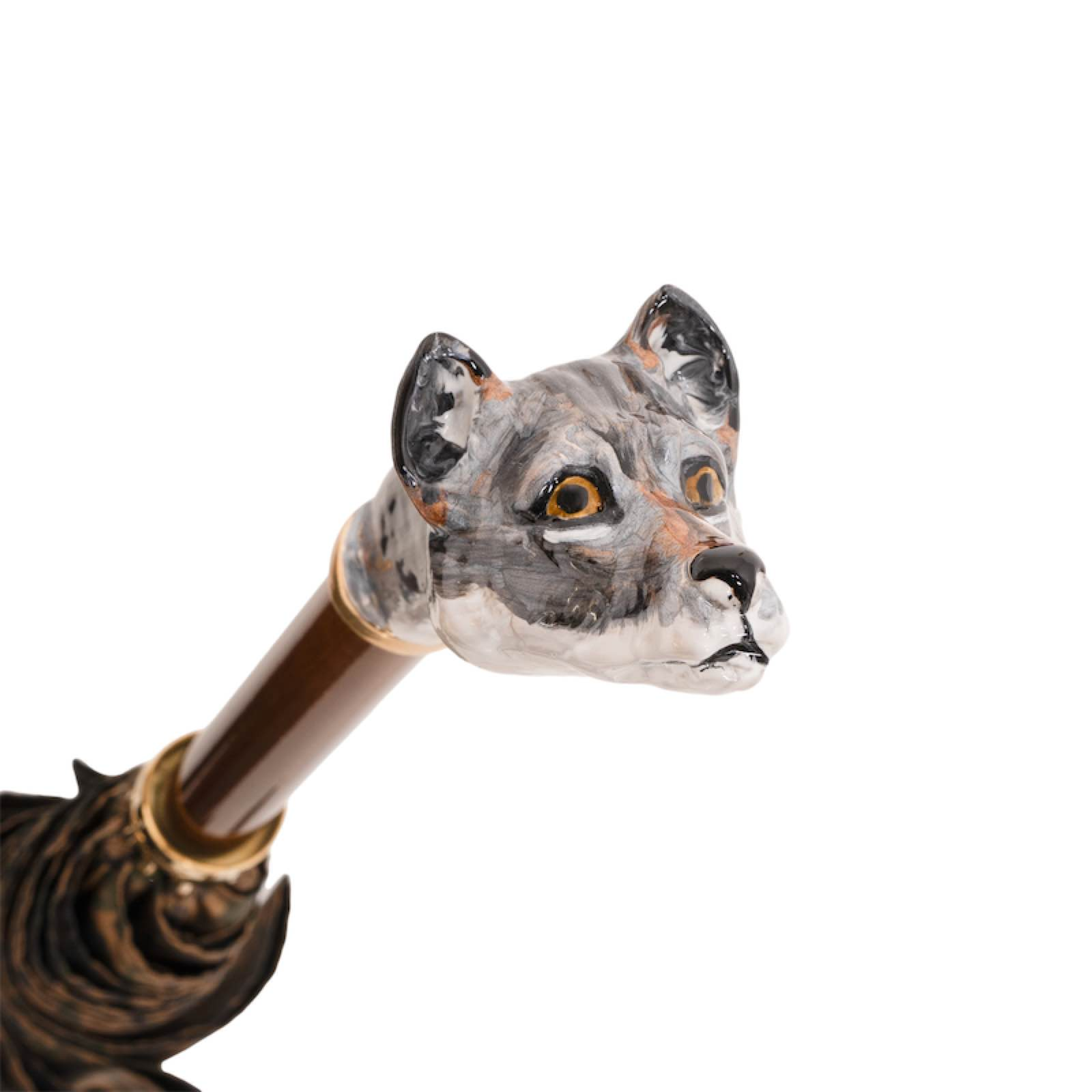 Luxury Wolf Umbrella with Brass Handle – Handmade Italian Design