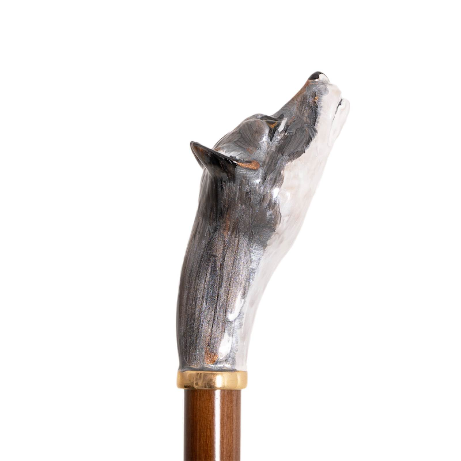 Luxury Wolf Umbrella with Brass Handle – Handmade Italian Design