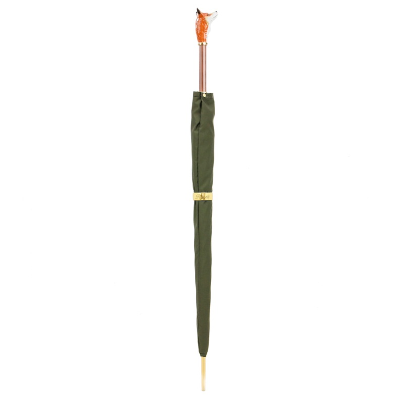 Fox Umbrella with Enameled Brass Handle – Handmade in Italy