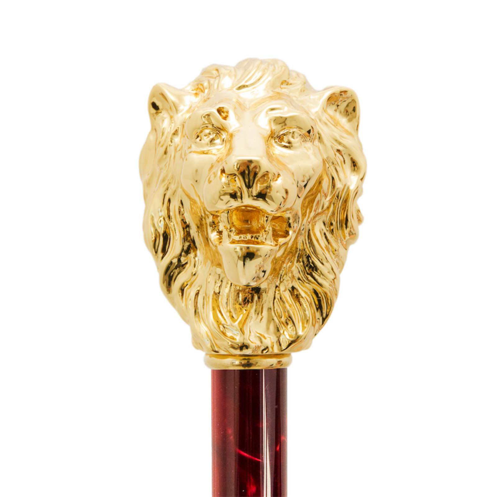 Luxury Red Umbrella with Gold Lion Handle – Handmade Italian Craft