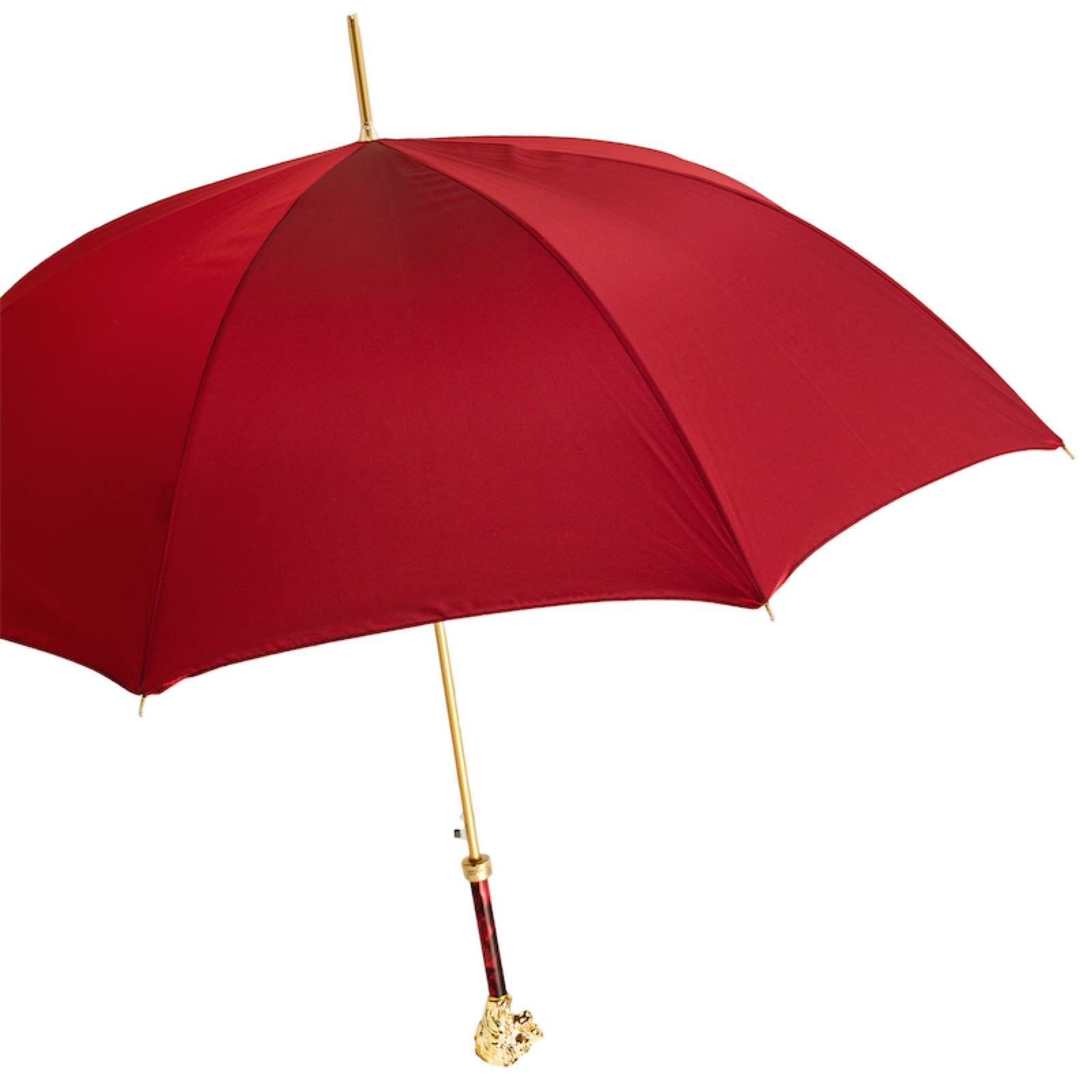 Luxury Red Umbrella with Gold Lion Handle – Handmade Italian Craft