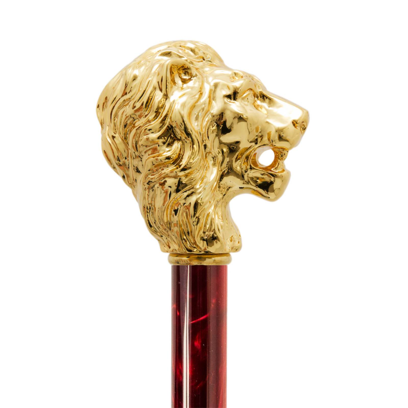 Luxury Red Umbrella with Gold Lion Handle – Handmade Italian Craft