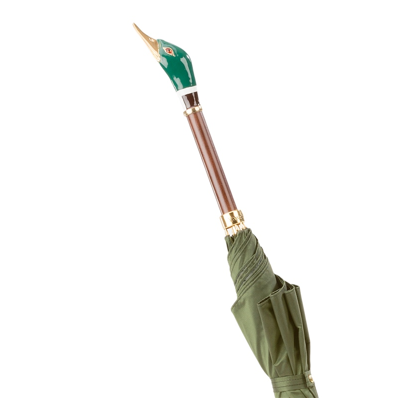 Mallard Umbrella with Enameled Brass Handle – Handmade in Italy