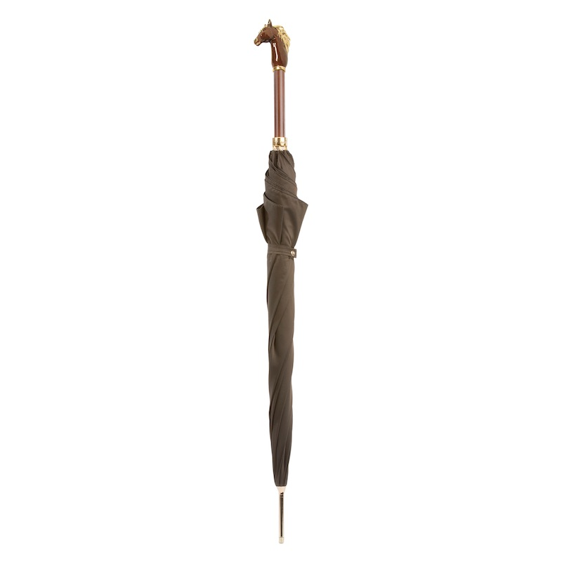 Brown Horse Luxurious Umbrella with Enameled Brass Handle