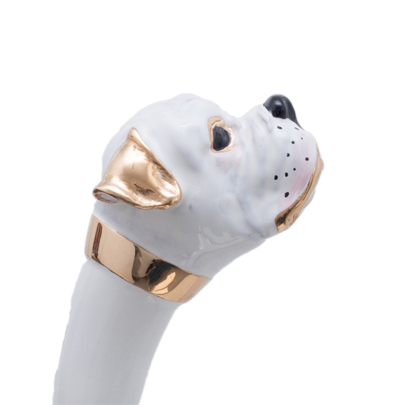 White Boxer Dog Handle Umbrella – Handmade Italian Luxury