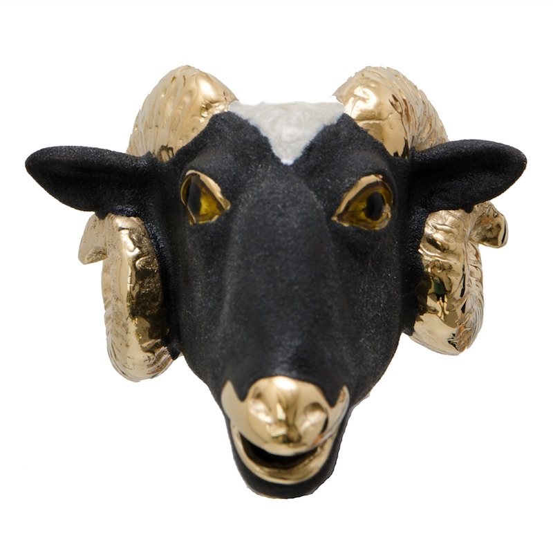 Mouflon Umbrella with Enameled Brass Handle – Handmade Italian Luxury