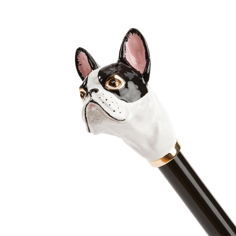 French Bulldog Umbrella with Enameled Brass Handle – Handmade in Italy