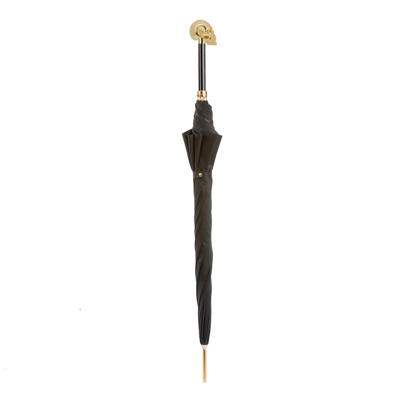 Golden Skull Umbrella with Gilt Resin Handle – Handmade in Italy