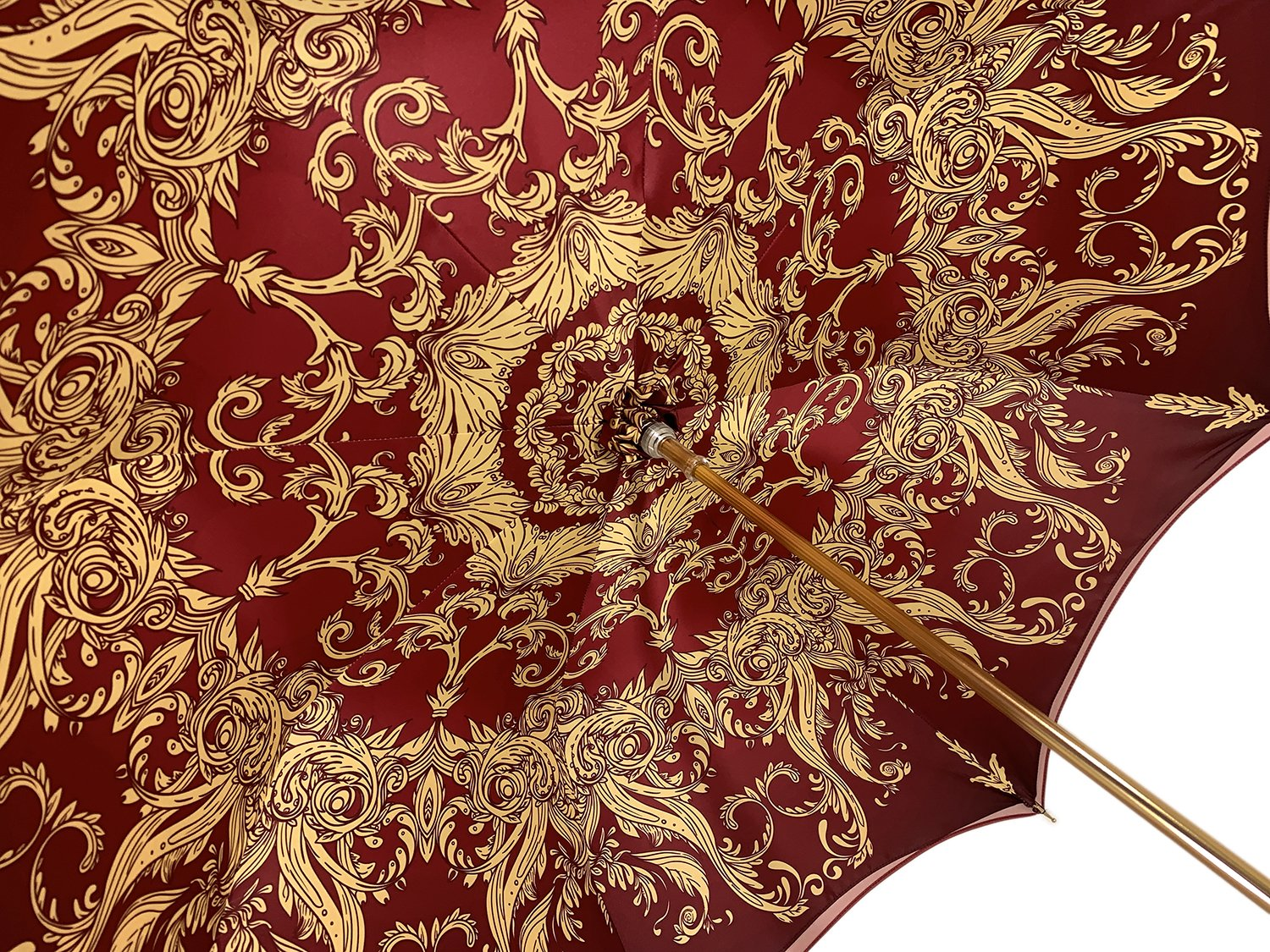 Luxury Burgundy Crown Design Umbrella with Red Stone Handle