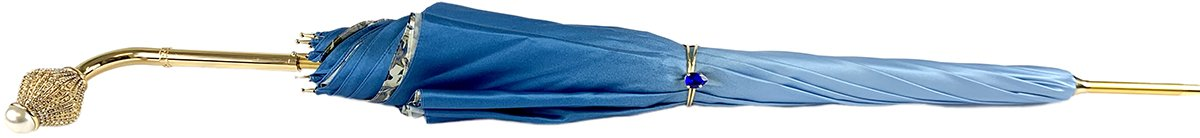 Luxury Light Blue Floral Umbrella with Swarovski Handle