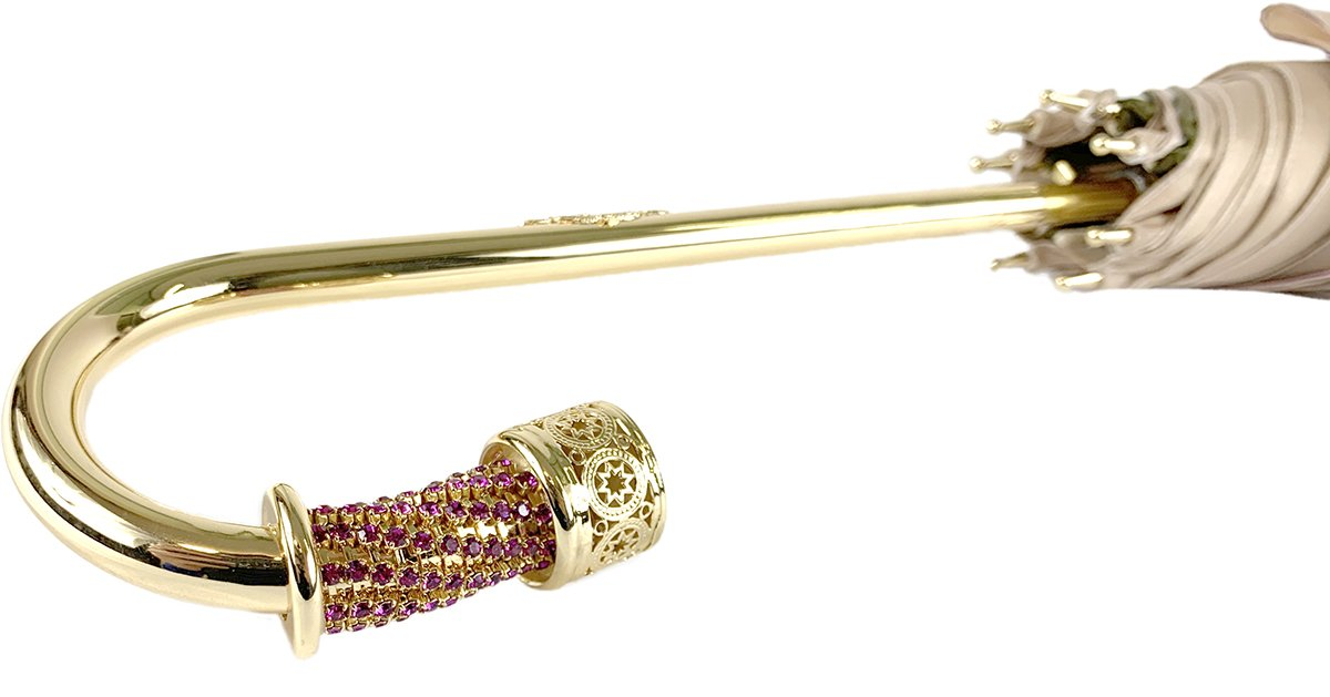 Exclusive Handmade Cream Umbrella – Abstract Design