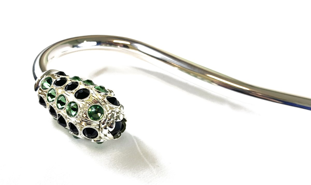 Luxury Grey Ombre Umbrella with Floral Interior and Swarovski Handle