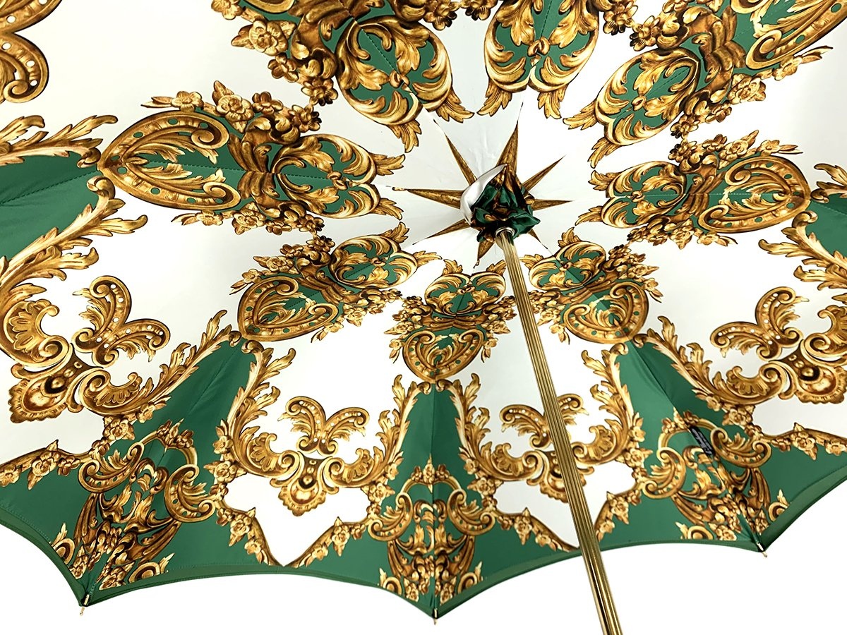 Elegant Women's Green Umbrella with Emerald Rhinestones