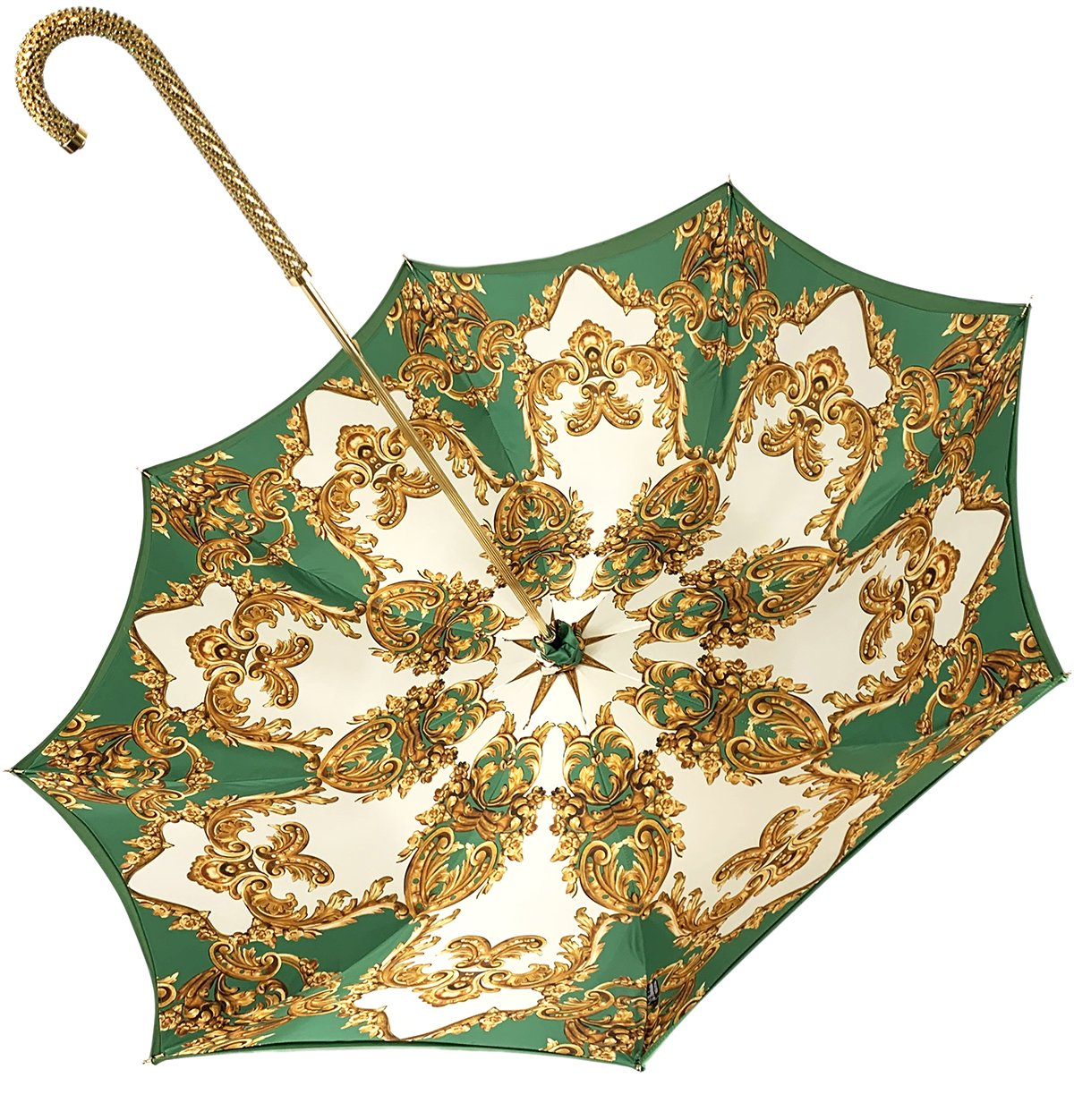 Elegant Women's Green Umbrella with Emerald Rhinestones