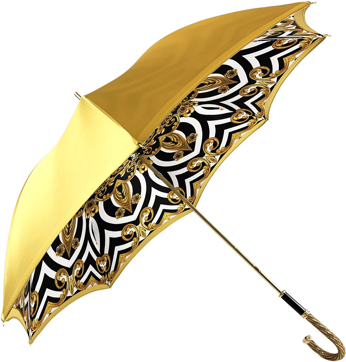Stunning Double Canopy Yellow Gold Umbrella – Handcrafted Luxury