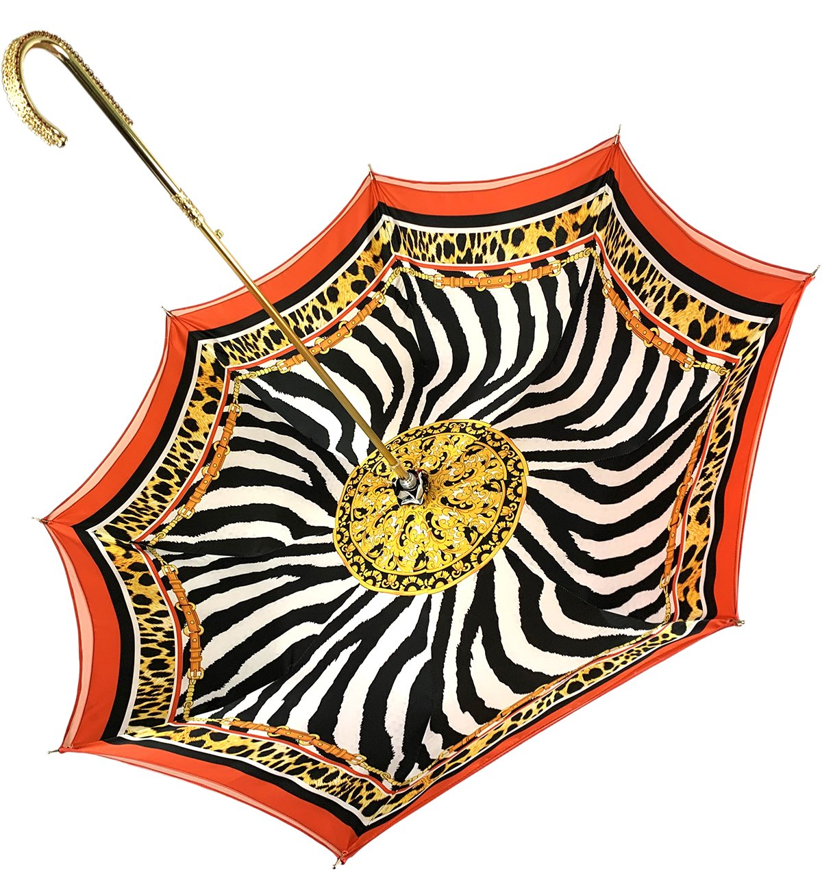 Elegant Double Cloth Umbrella with Internal Leopard Print