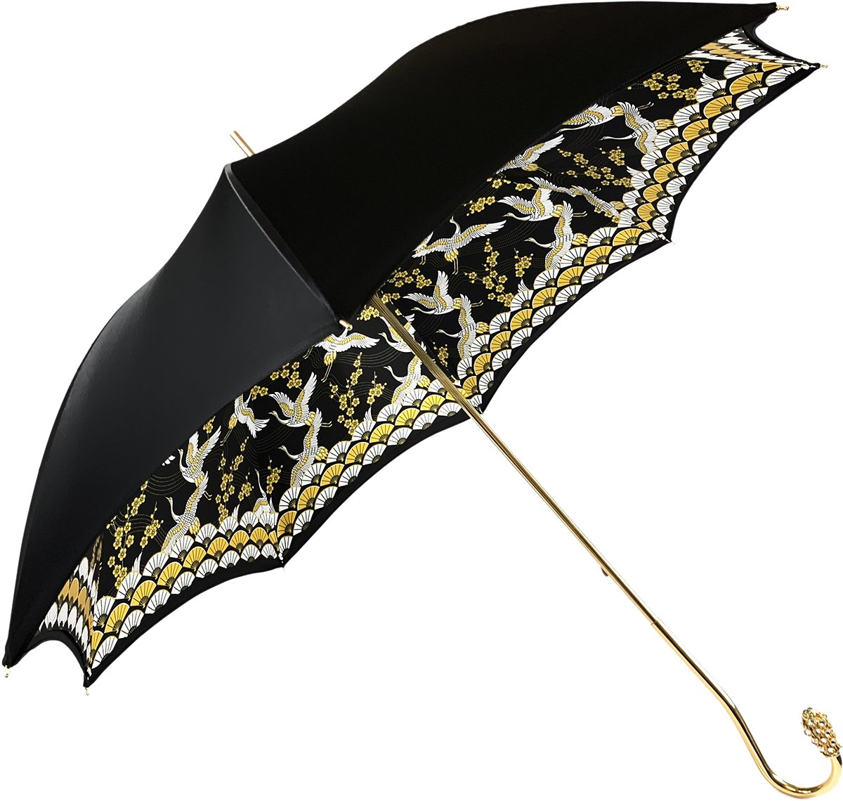 Chic Elegant Double Cloth Umbrella with Herons Print Interior