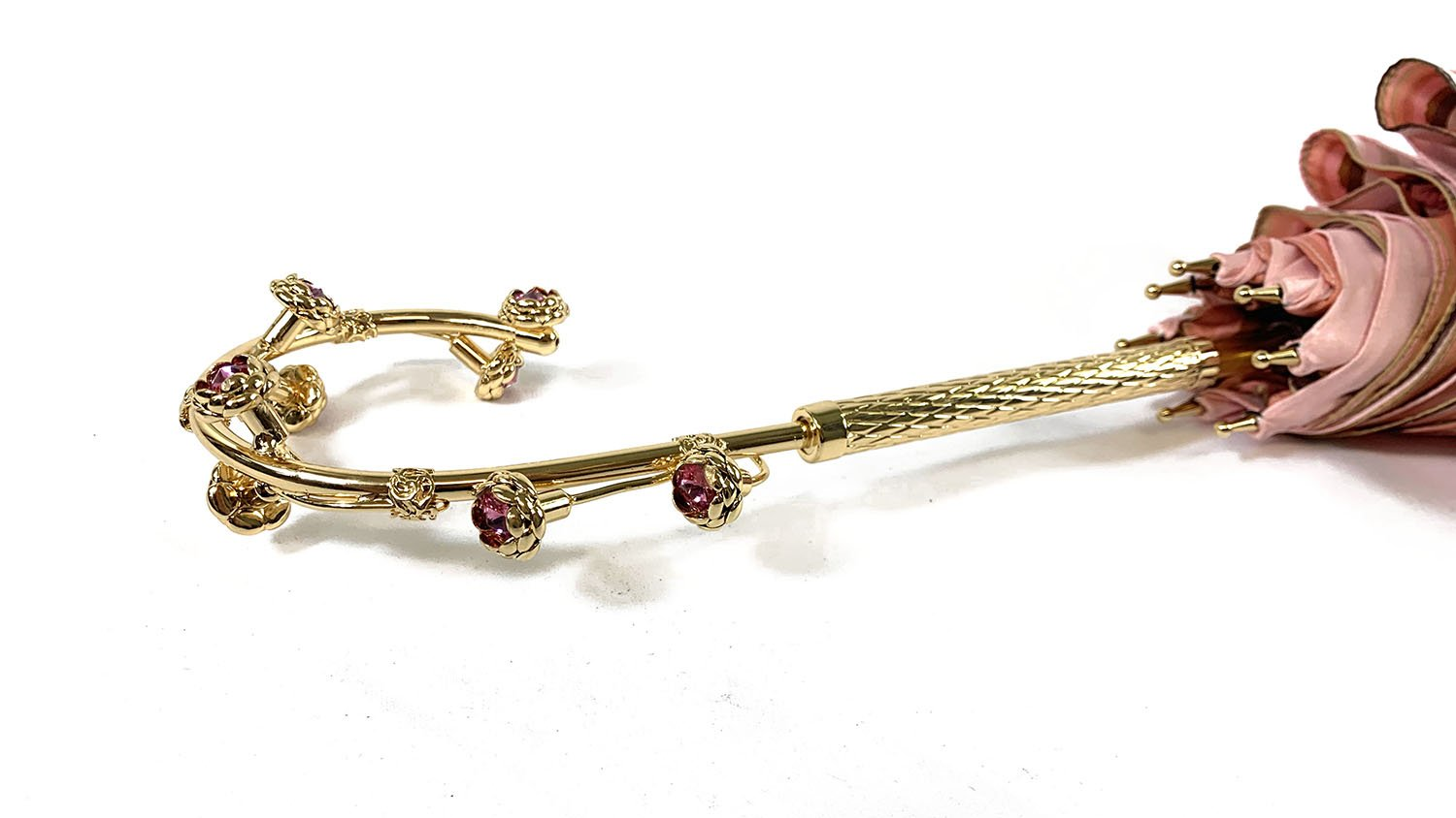 Fantastic Light Pink Umbrella with Special Flowered Handle