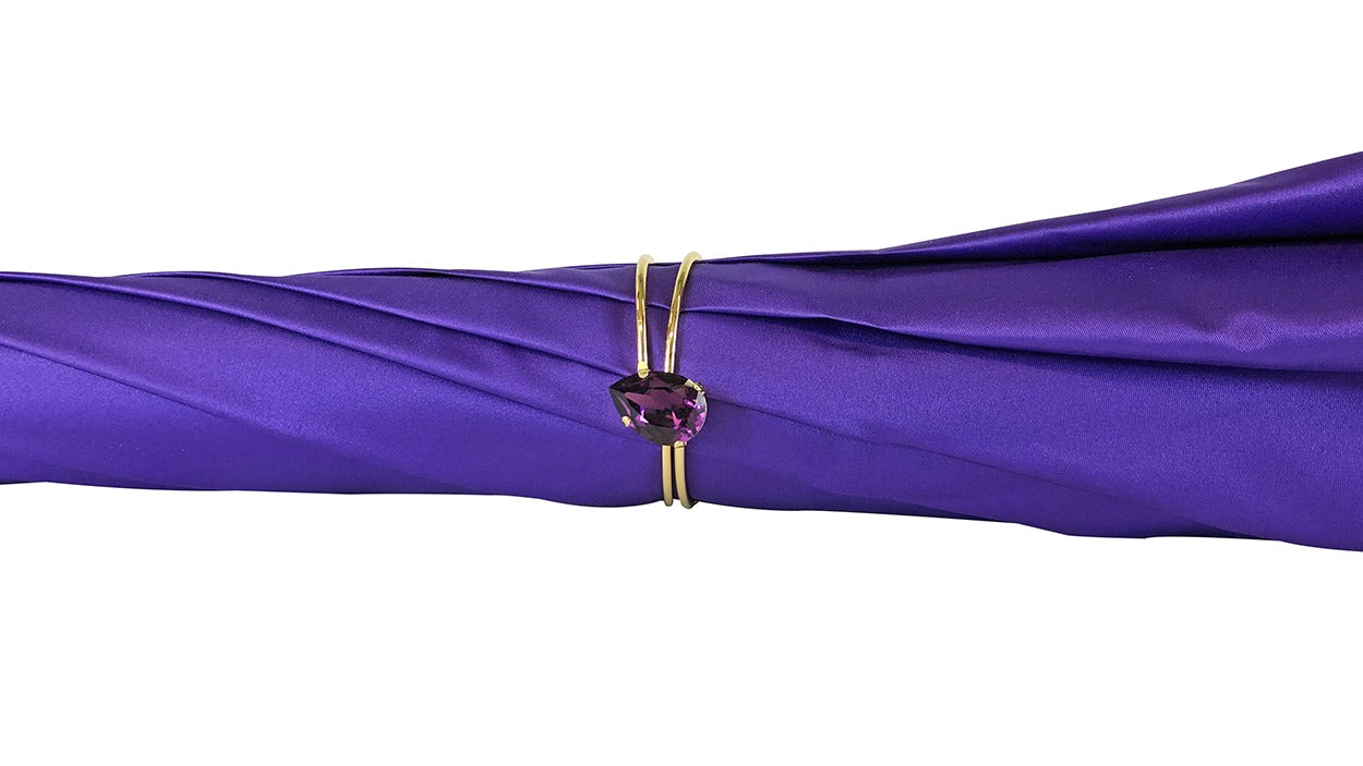 Handmade Italian Original Purple Umbrella with Multicolor Butterfly