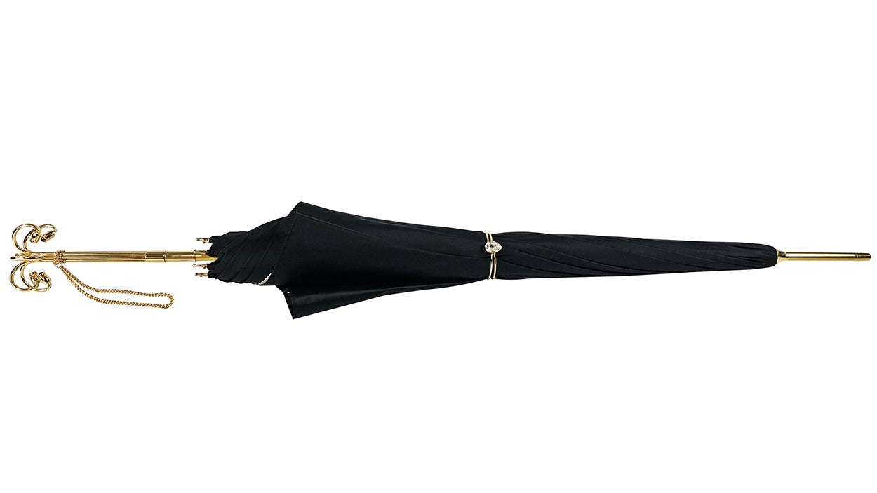 Elegant and Classic Black and Cream Dot Umbrella – Italian Luxury
