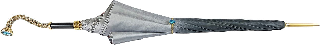 Stunning Grey Umbrella with Anemones Design – Italian Craftsmanship