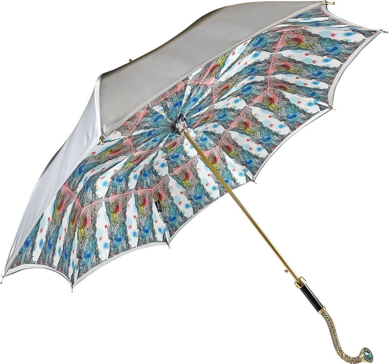 Stunning Grey Umbrella with Anemones Design – Italian Craftsmanship