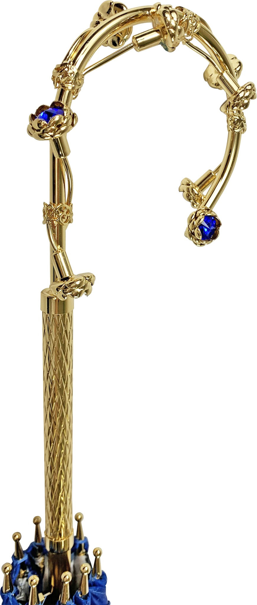 Luxury Blue Double Canopy Umbrella with Swarovski Crystal Handle