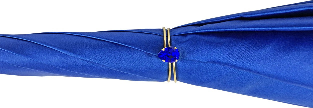 Luxury Blue Double Canopy Umbrella with Swarovski Crystal Handle