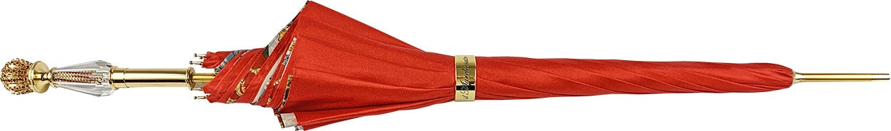 Exclusive Handcrafted Marvellous Red Umbrella with Jewel Handle