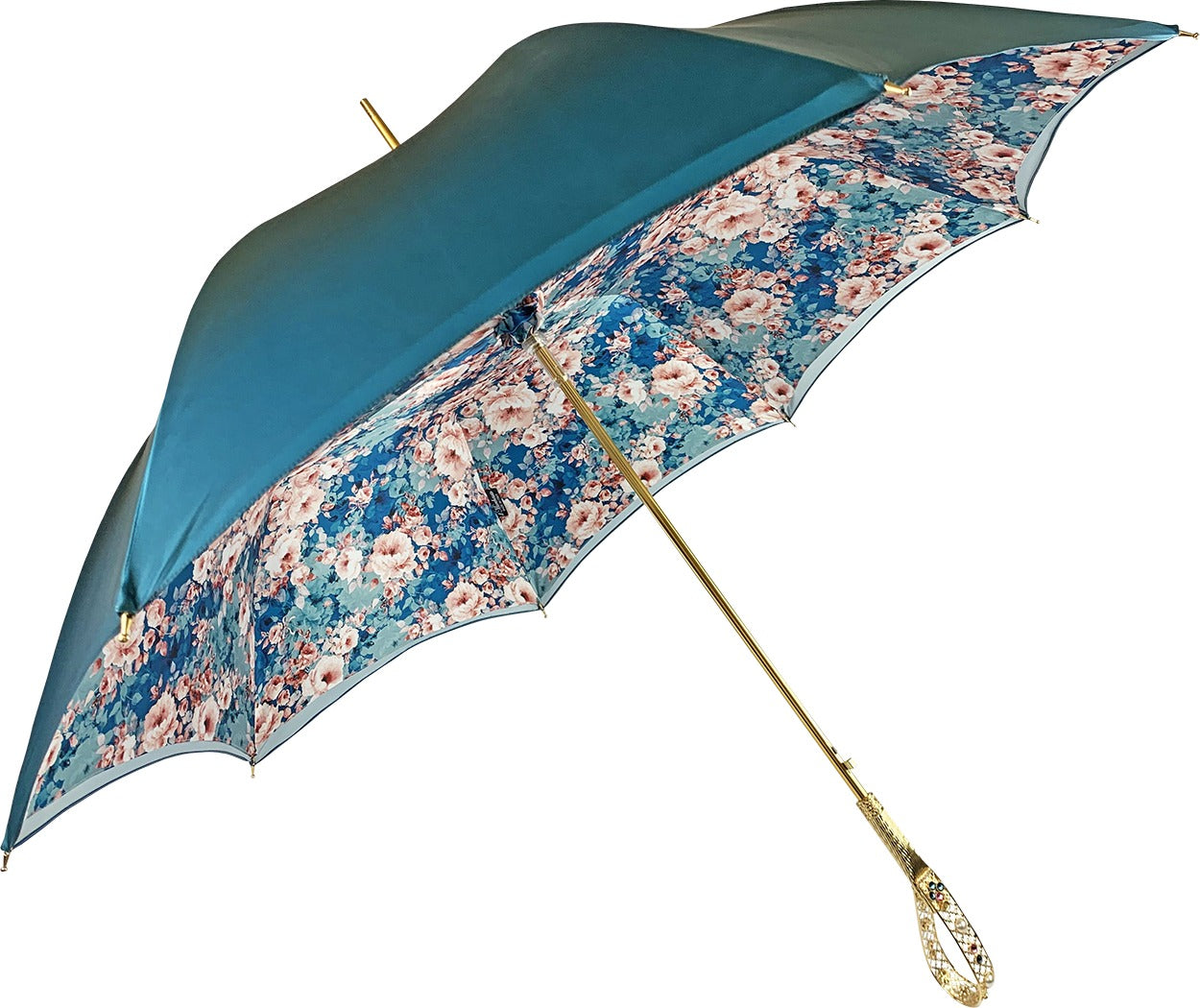 Refined Octane Elegance – Floral Umbrella with Swarovski Accents