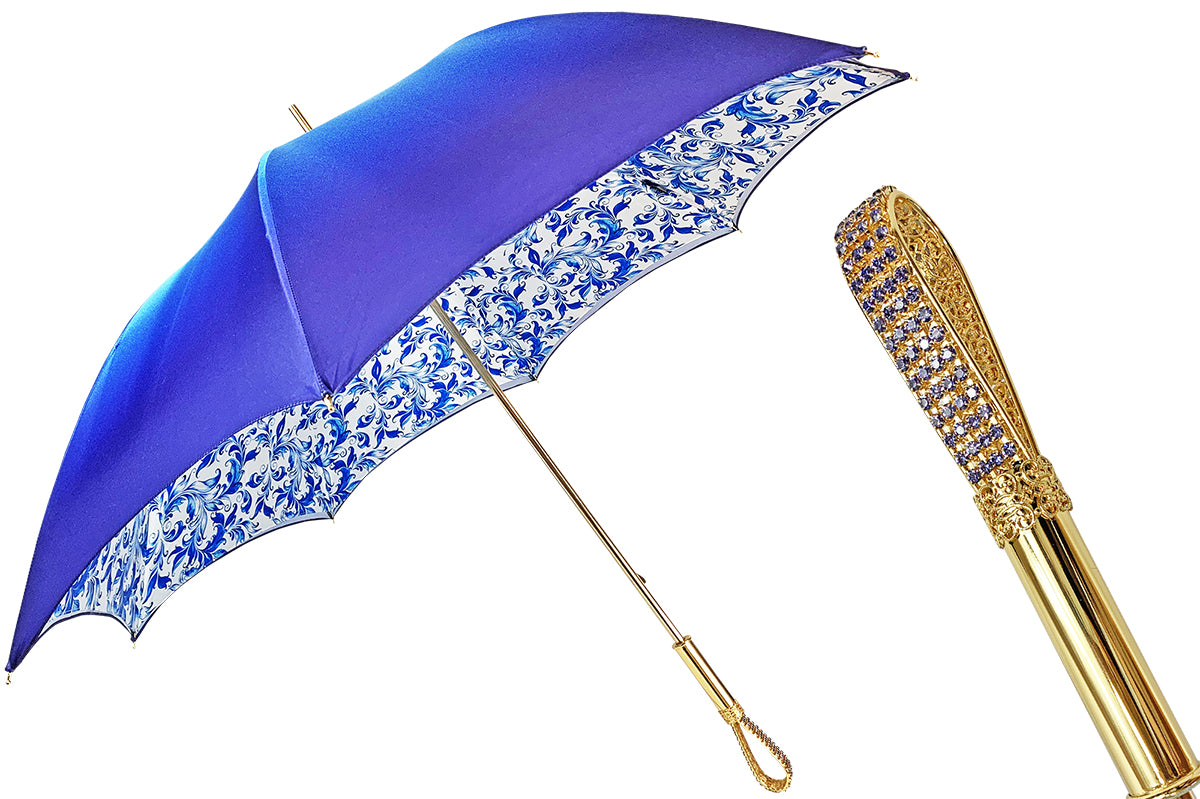 Handcrafted Fine and Elegant Light Blue Women's Umbrella