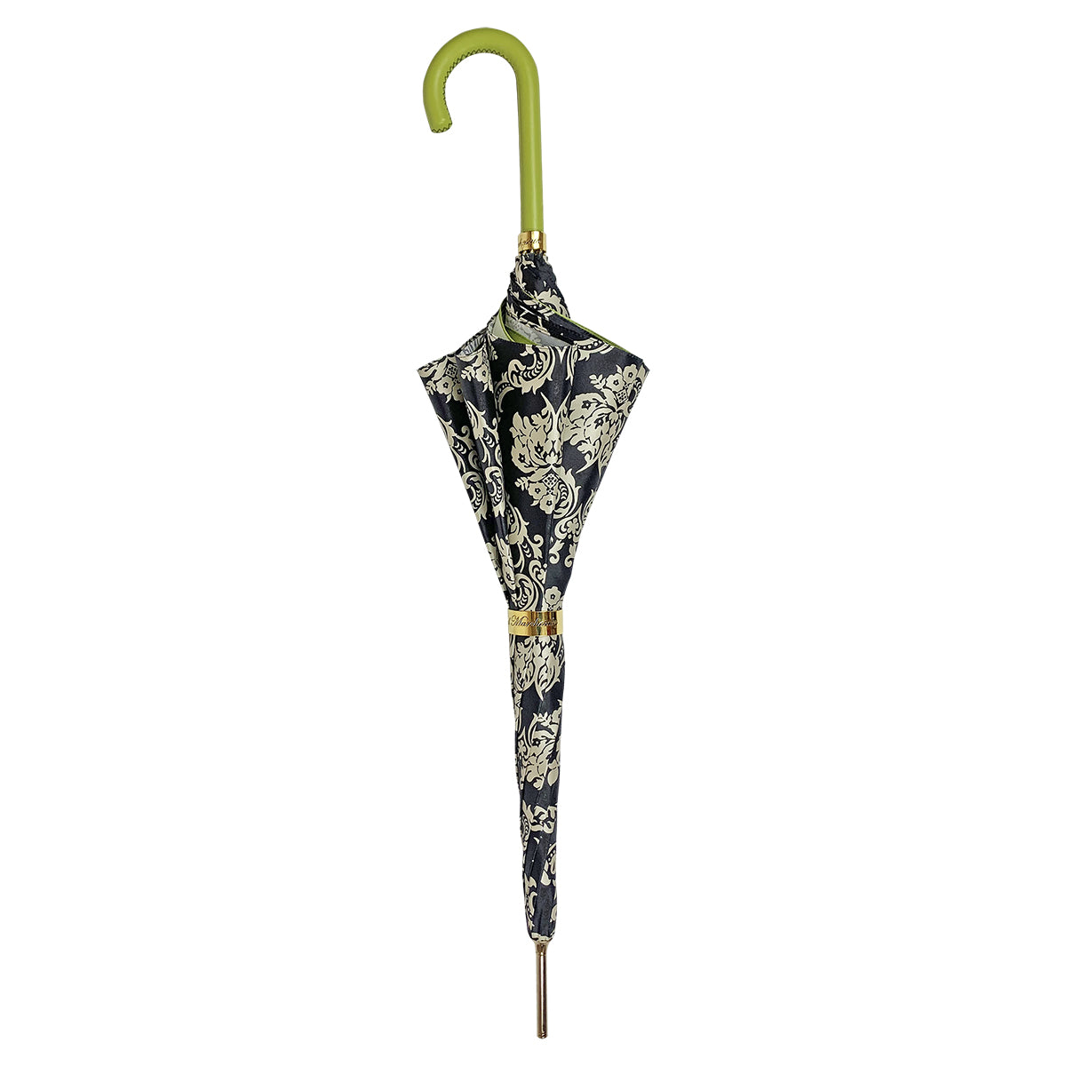 Fashionable Black Damask Umbrella with Fantastic Green Interior