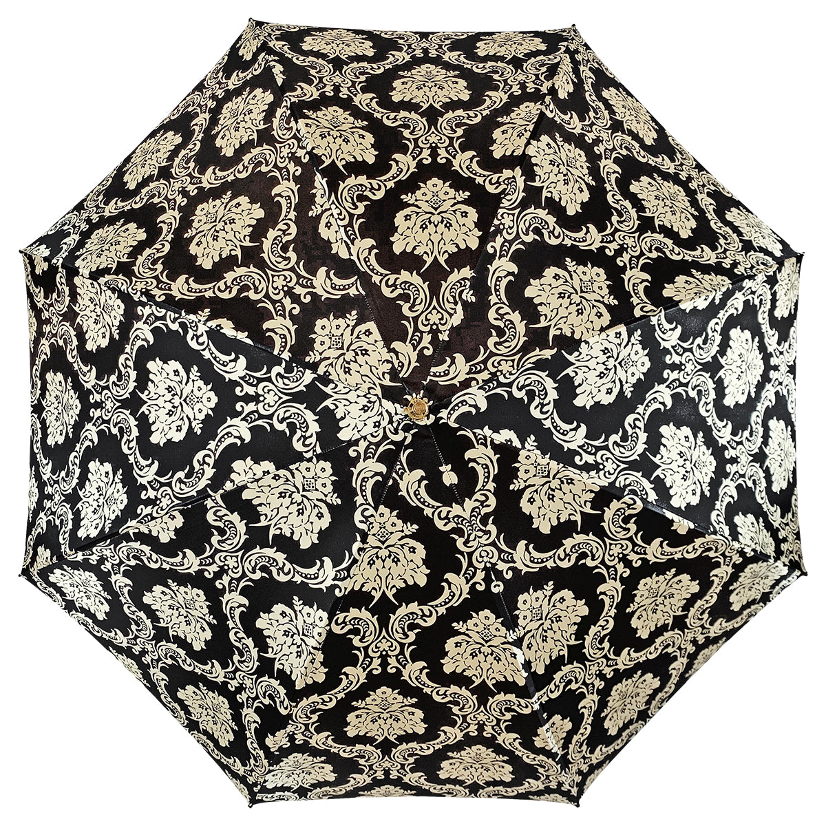 Fashionable Black Damask Umbrella with Fantastic Green Interior