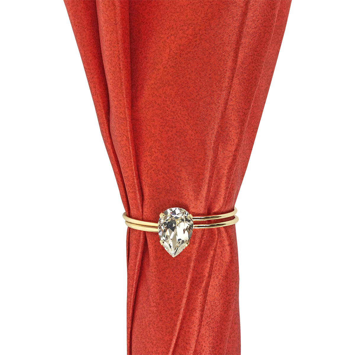 Luxury Red Umbrella with Egyptian Interior and 24K Gold Crystal Handle