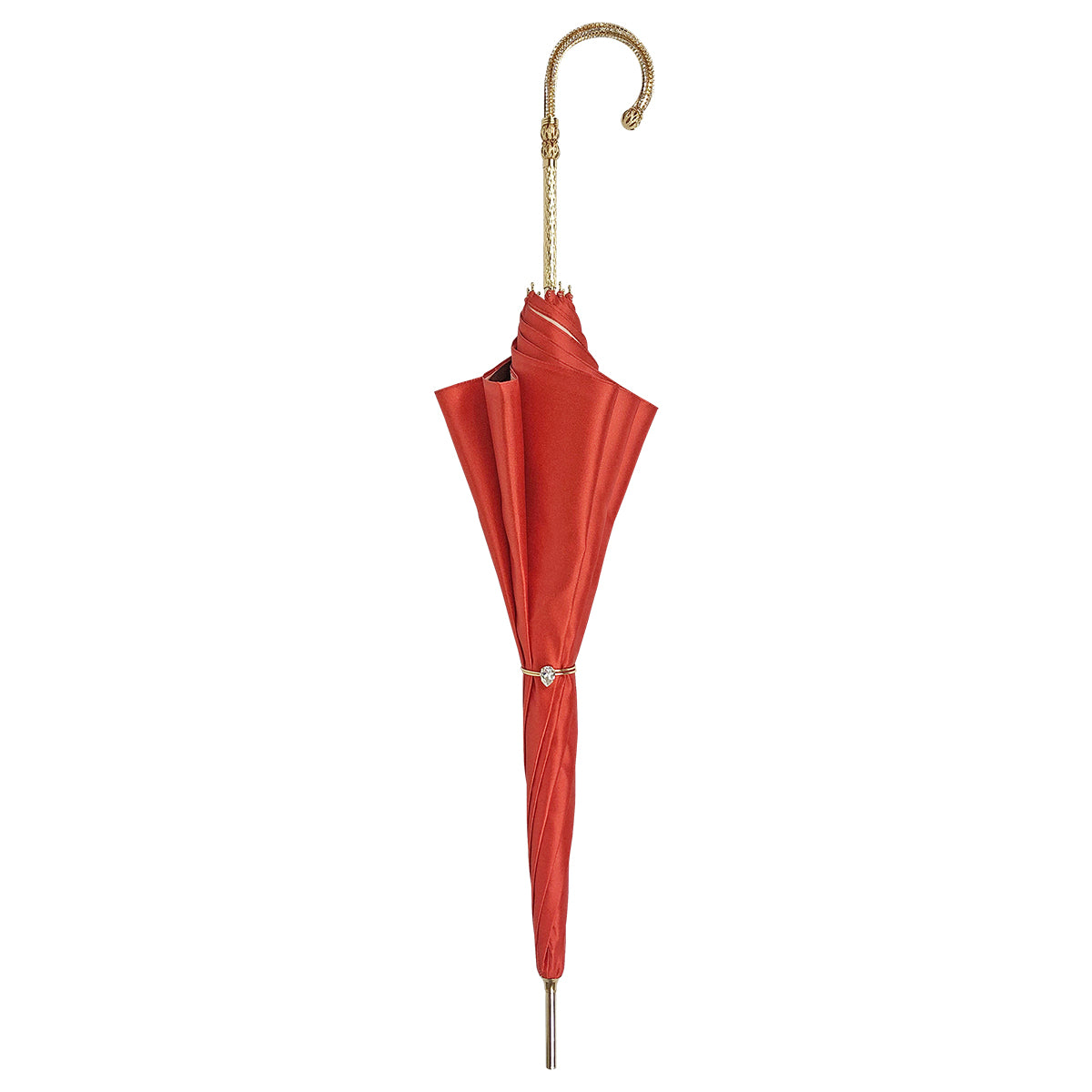 Luxury Red Umbrella with Egyptian Interior and 24K Gold Crystal Handle