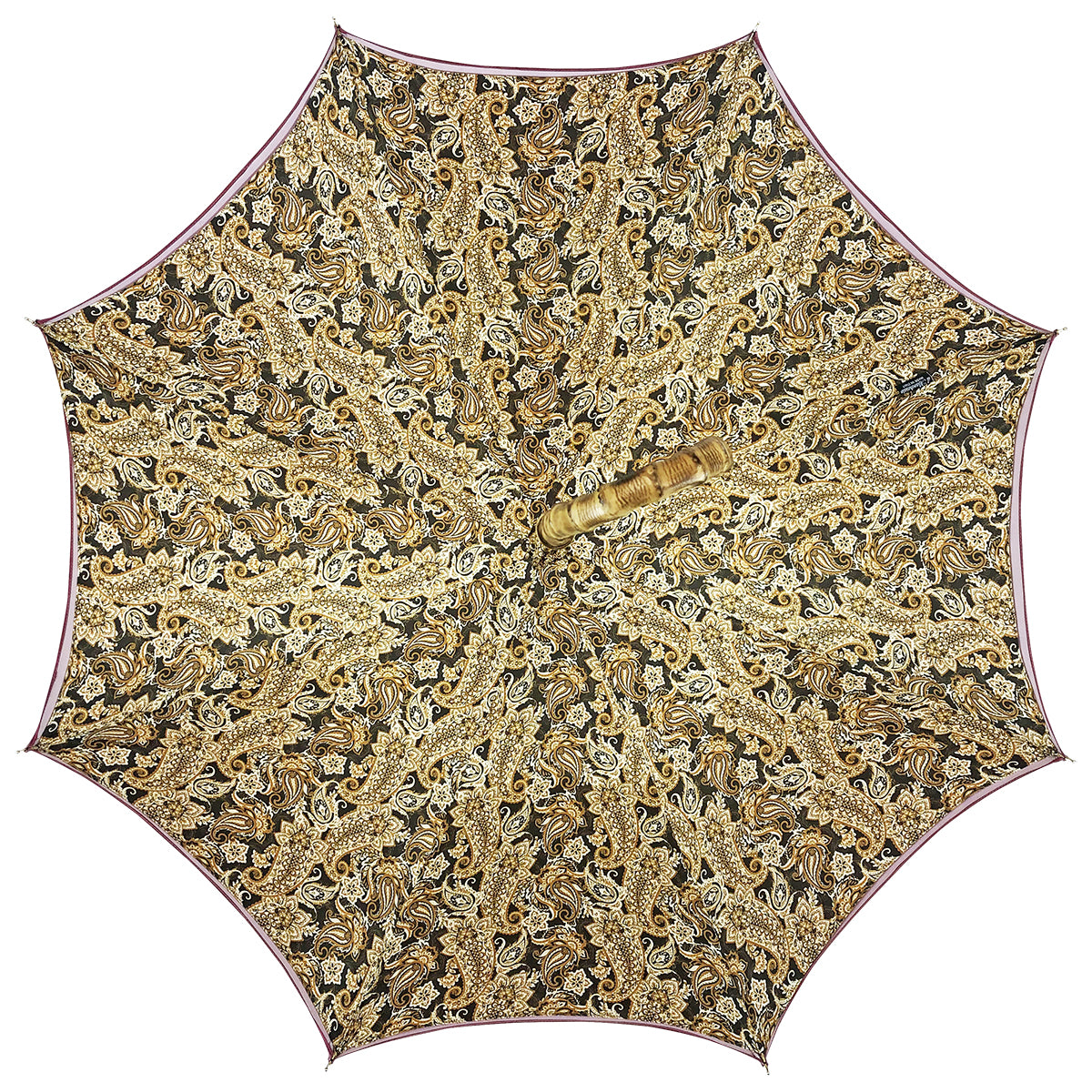 Handmade Italian Classic Burgundy Umbrella with Elegant Bamboo Handle