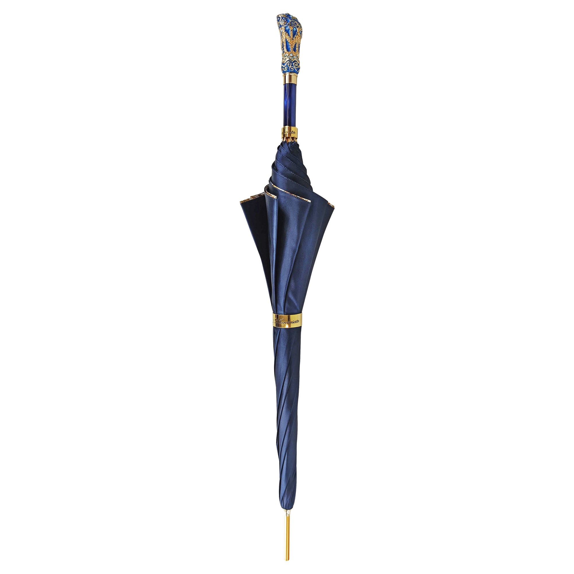 Majestic Blue Umbrella with Turquoise Crystals – Luxury for Women