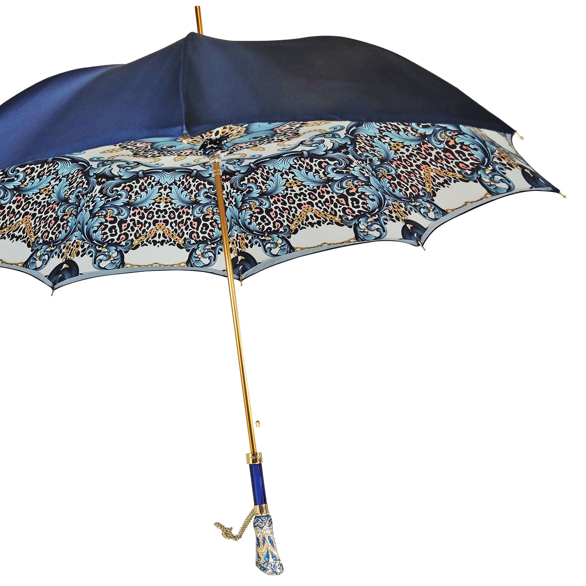 Majestic Blue Umbrella with Turquoise Crystals – Luxury for Women
