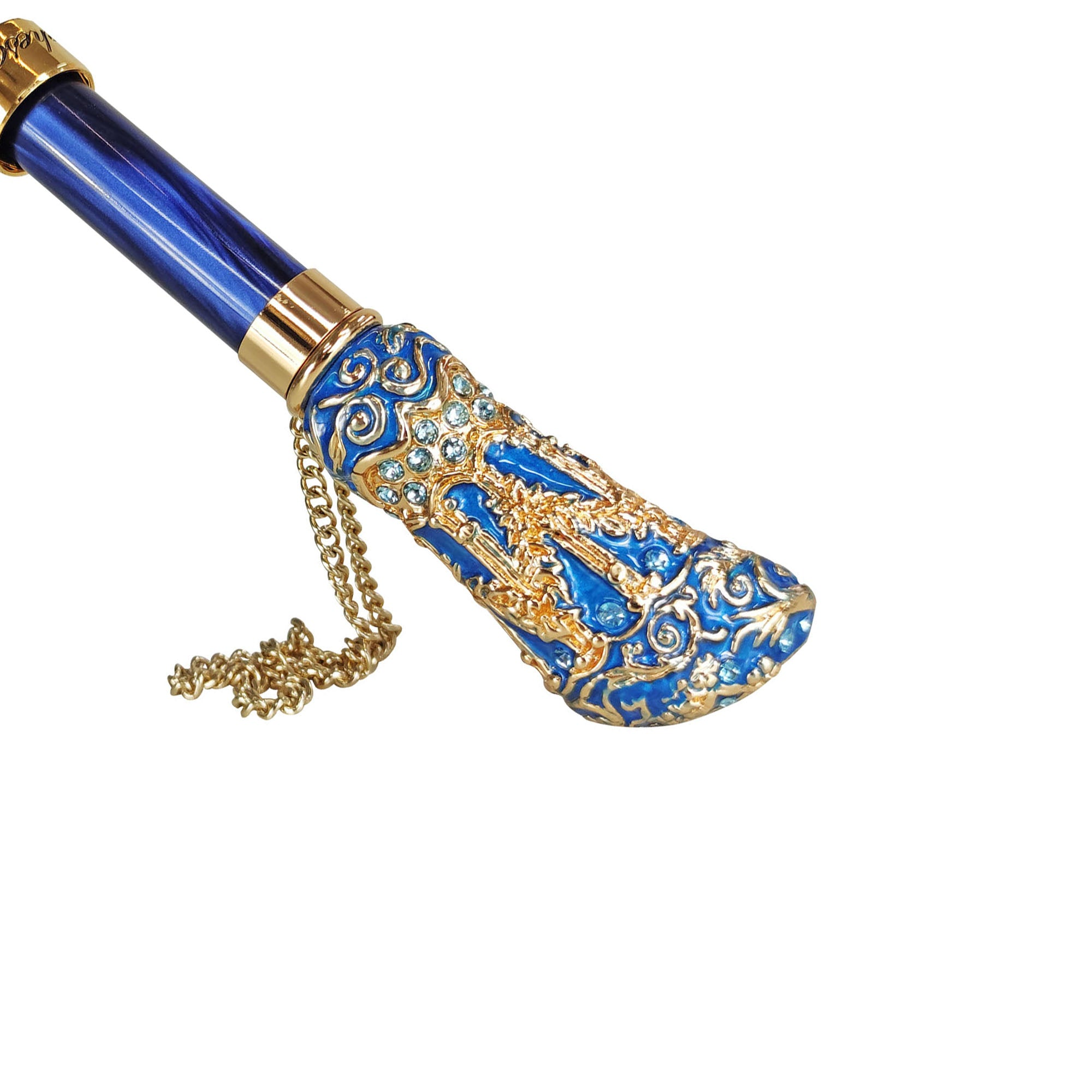 Majestic Blue Umbrella with Turquoise Crystals – Luxury for Women