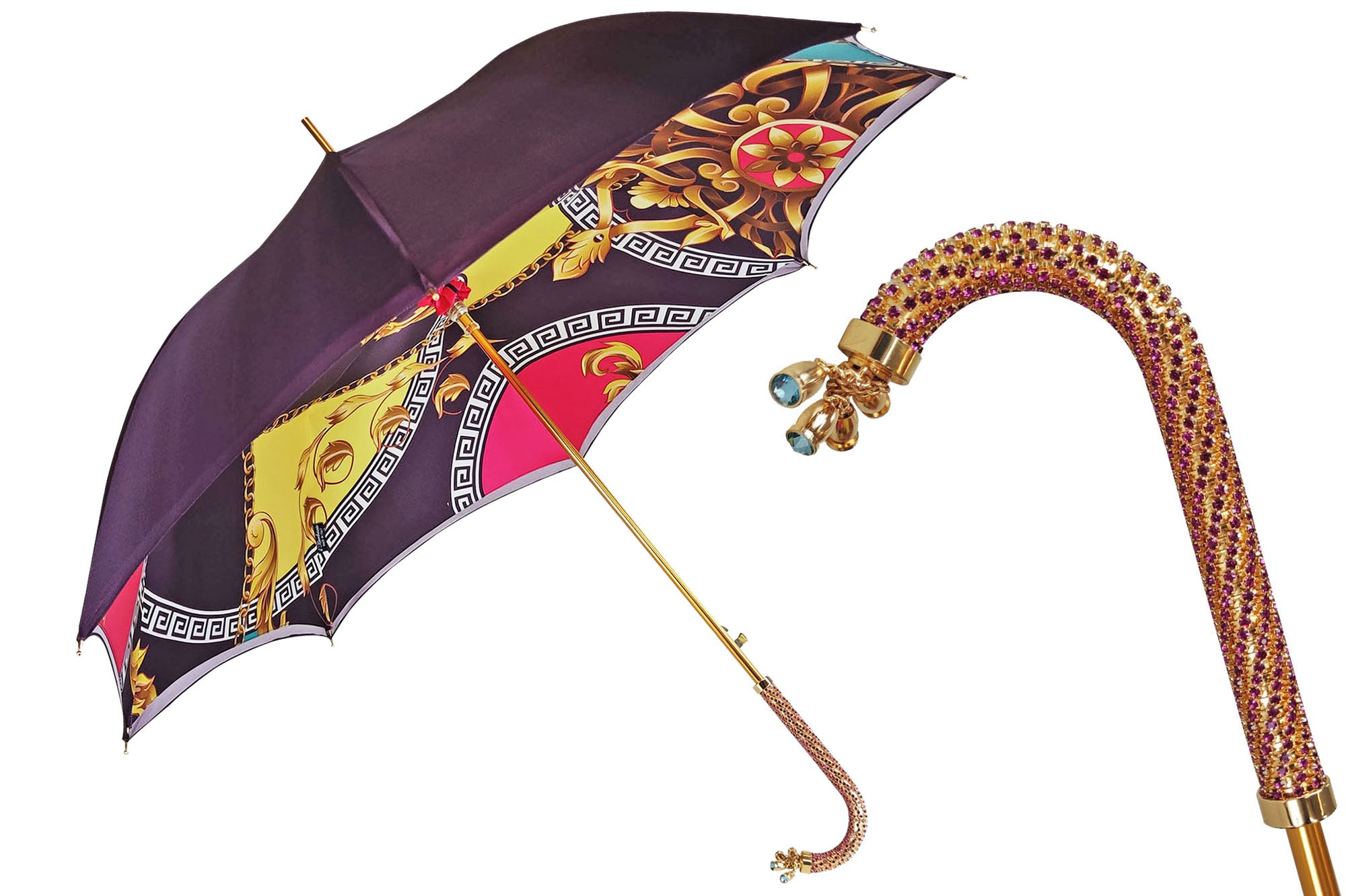 Beautiful Handcrafted Umbrella with Amethyst Crystals - Elegant Knives