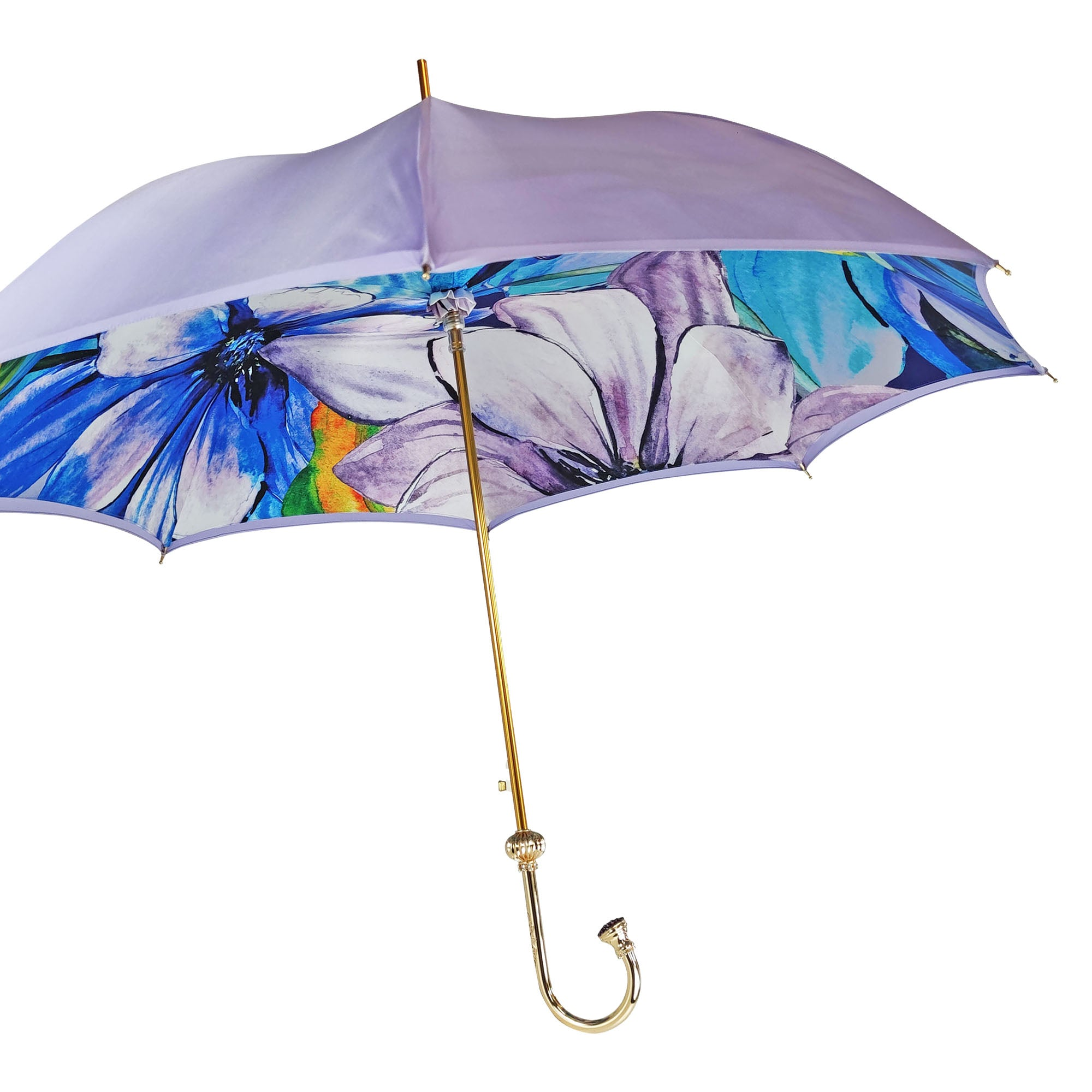 Flowered Umbrella in Shades of Lilac with Amethyst Crystal Handle