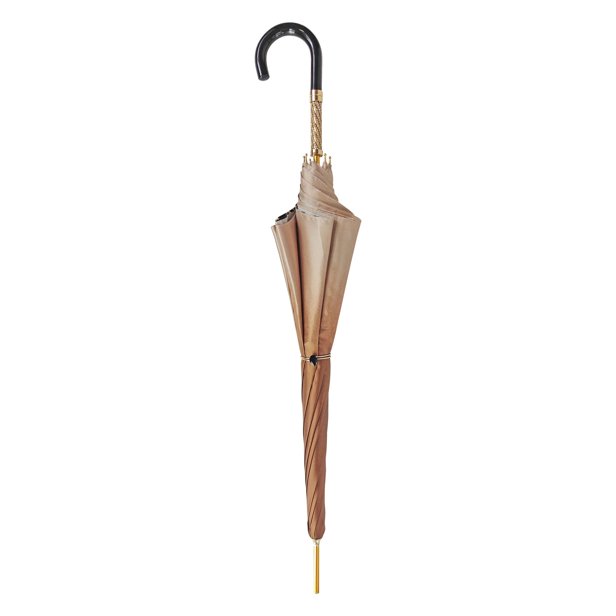 Chic Elegant Ladies Umbrella – Black and Brown Floral Design