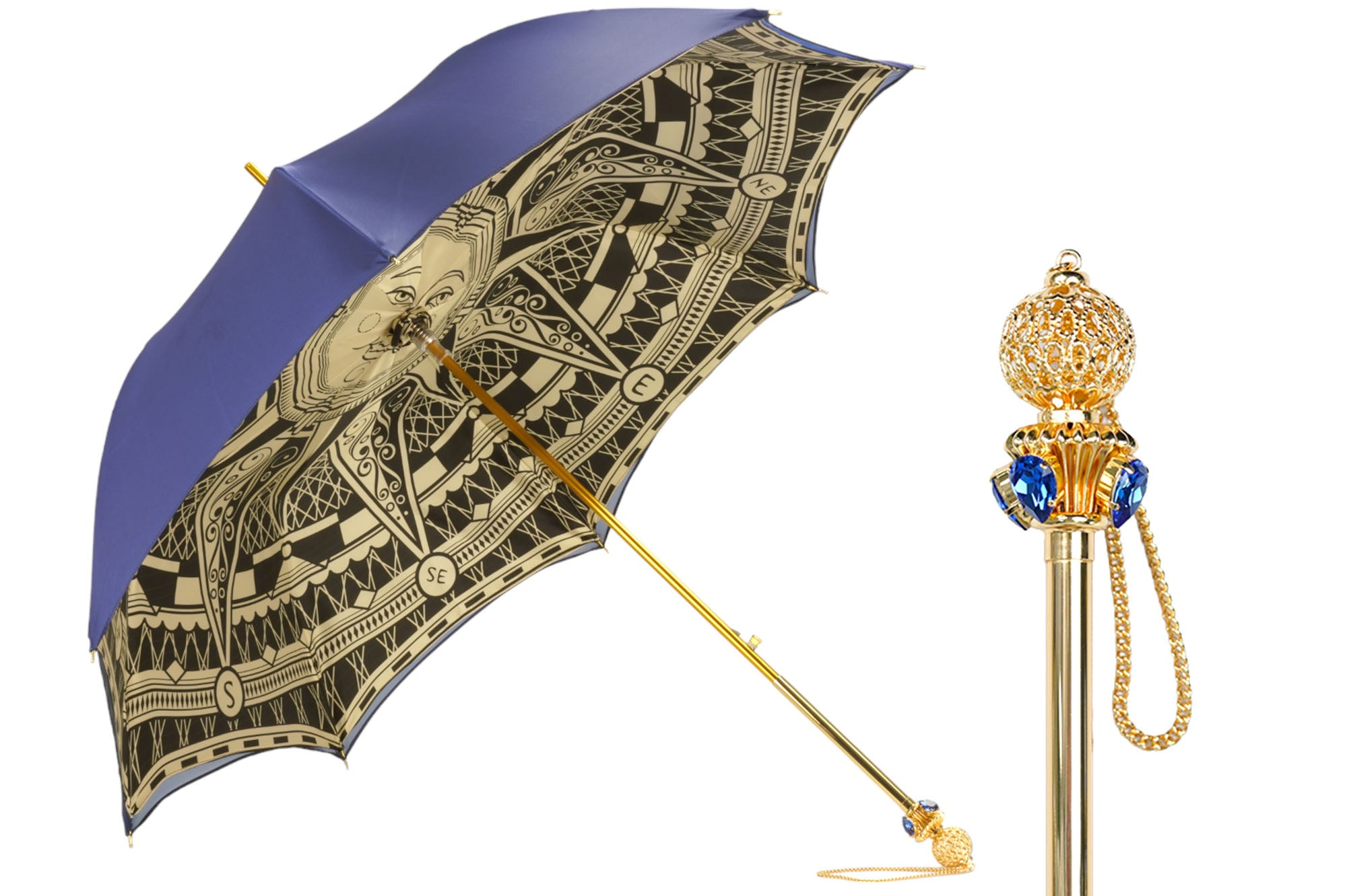 Handmade Umbrellas Featuring 24K Gold-Plated Crystal Handle