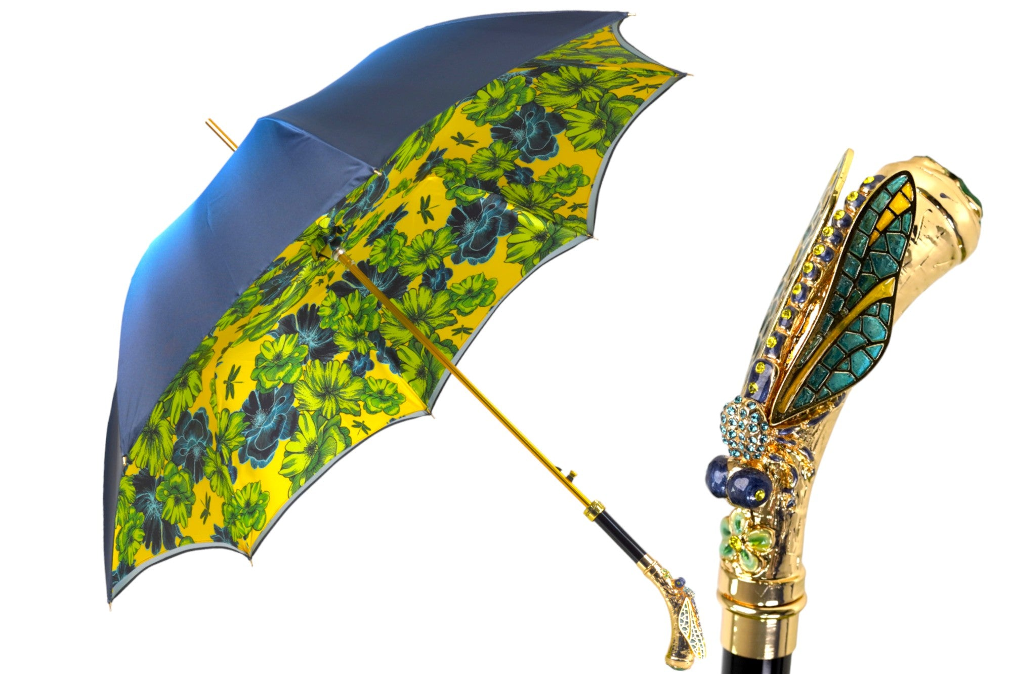 Exquisite Hand-Painted Dragonfly Handle Exclusive Italian Umbrella