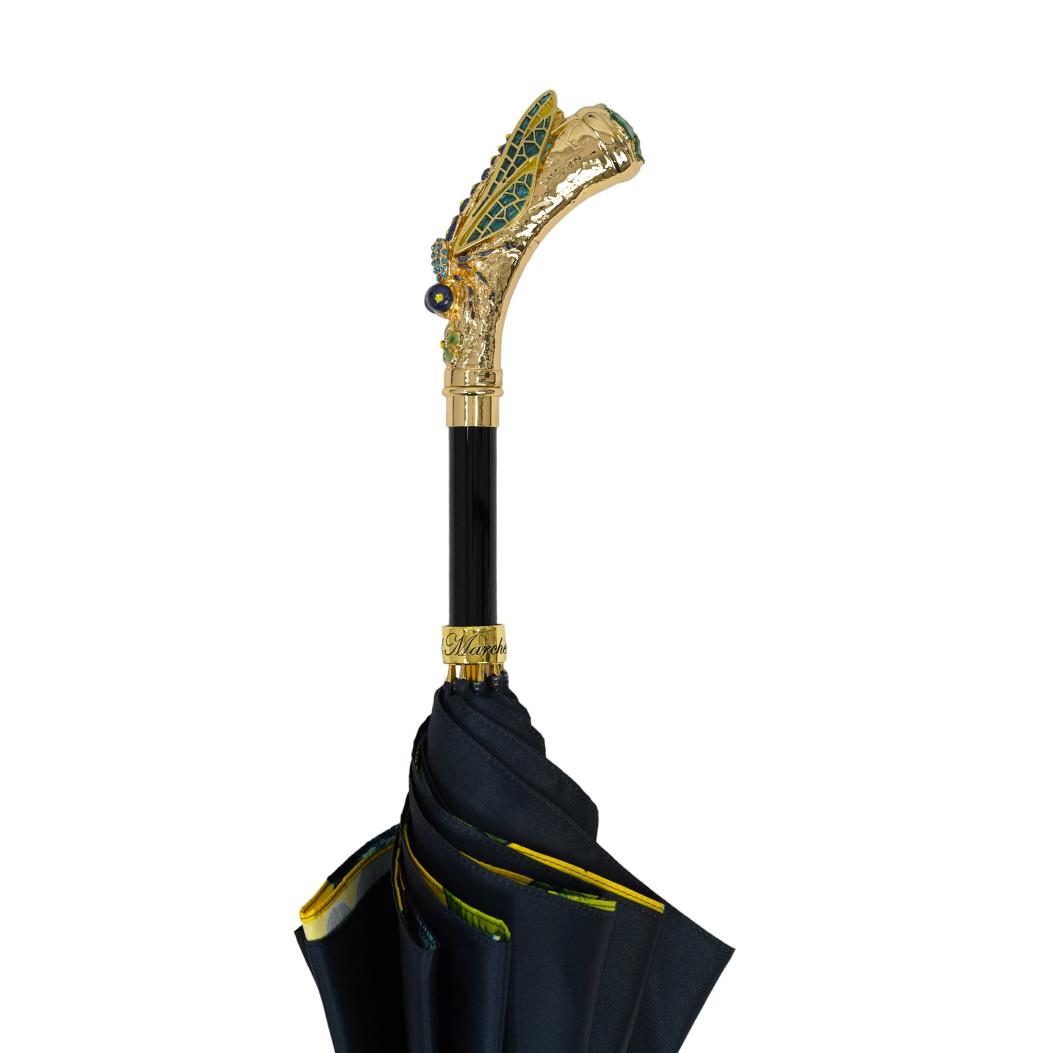 Exquisite Hand-Painted Dragonfly Handle Exclusive Italian Umbrella