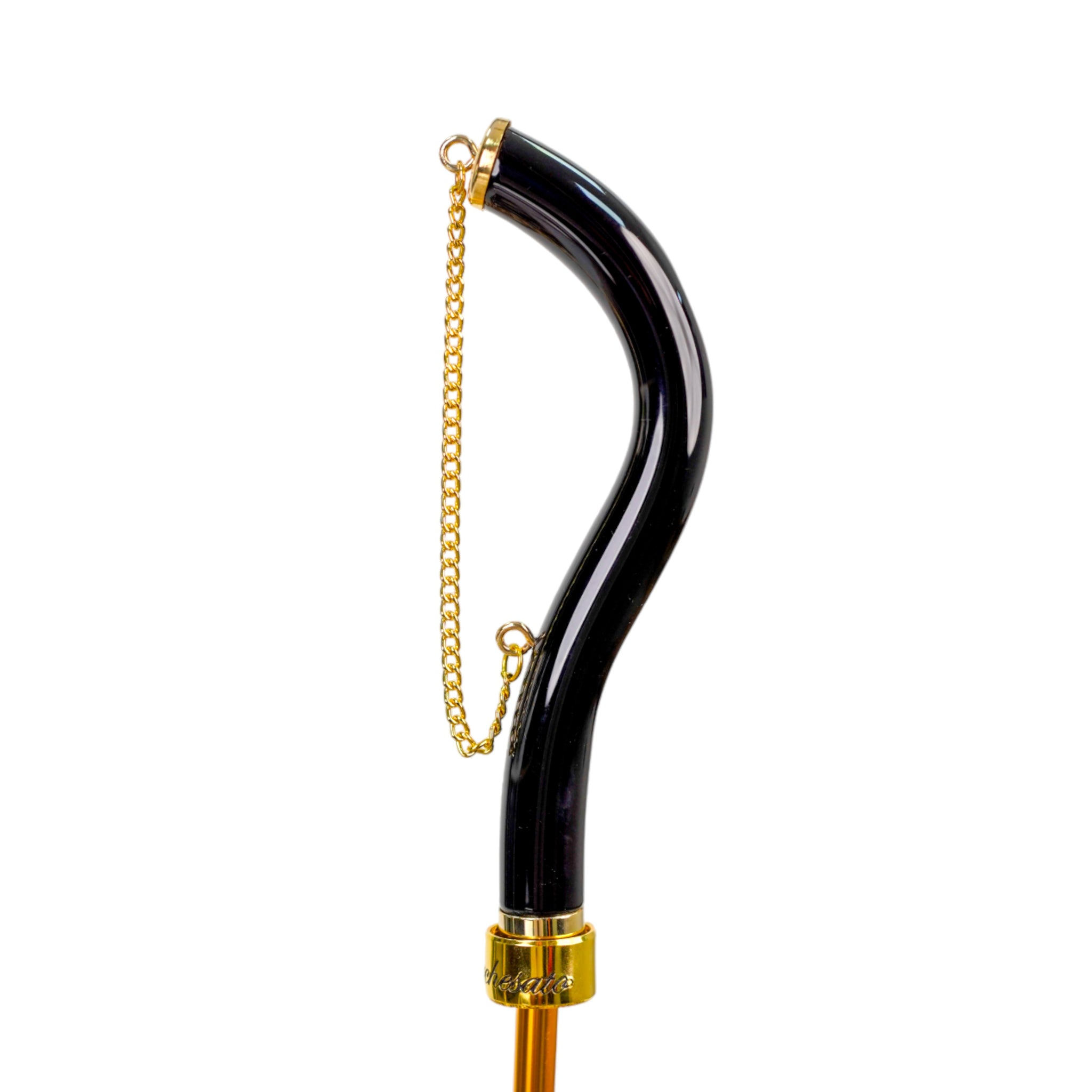 Chic Black and Cream Umbrella with Stylish Chain Handle