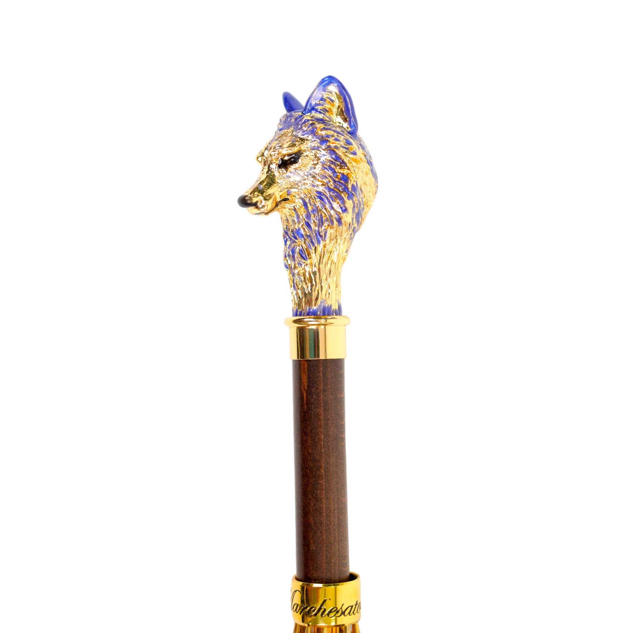 Exclusive Design Umbrella with Hand-Painted Golden Wolf